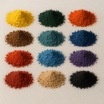 Piles of powder all different colors.