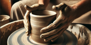 Potter Throwing a Mug on the Potters Wheel