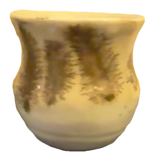 Mocha diffusion dendritic pattern on ceramic slip using tobacco juice
Mocha diffusion branching pattern created with apple cider vinegar on wet alkaline slip
Ceramic piece showing mocha diffusion technique with cobalt carbonate colorant