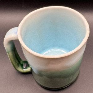 Slipcast porcelain large mug in jade cobalt blue glaze top view